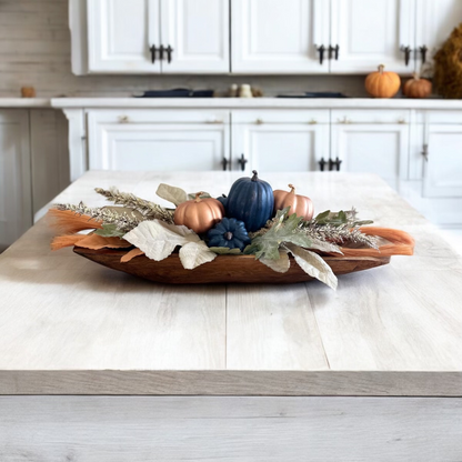 Fall Table Centerpiece Decor with Blue Pumpkins